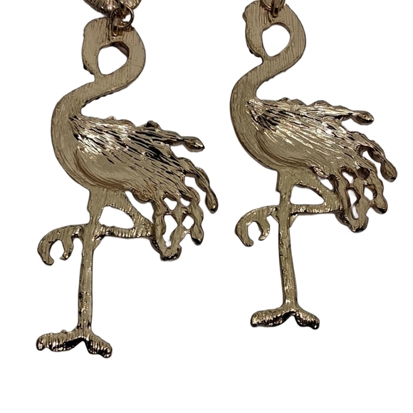 PINK FLAMINGO CRYSTAL DROP STATEMENT EARRINGS - Picture 6 of 6